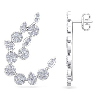 Diamond Drop Earrings: 1 1/4 Carat Pave Diamond Fancy Drop Earrings In 14 Karat White Gold
