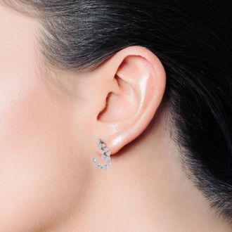 1 1/4 Carat Pave Diamond Fancy Drop Earrings In 14 Karat White Gold