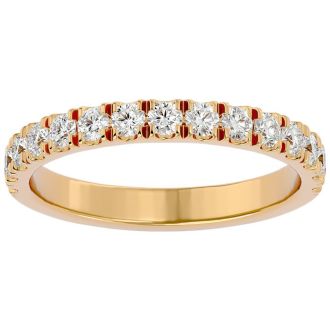 Moissanite Engagement Ring; 1/4 Carat Moissanite Wedding Band In 14 Karat Yellow Gold