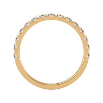 Moissanite Engagement Ring; 1/4 Carat Moissanite Wedding Band In 14 Karat Yellow Gold
