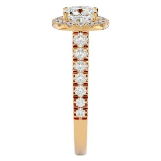 2 Carat Cushion Cut Halo Diamond Engagement Ring In 14 Karat Yellow Gold