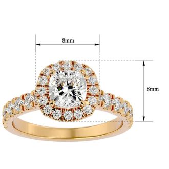 2 Carat Cushion Cut Halo Diamond Engagement Ring In 14 Karat Yellow Gold