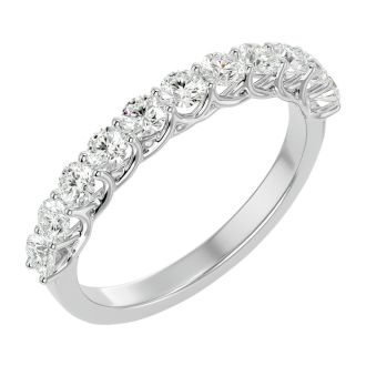 Moissanite Engagement Ring; 3/4 Carat Moissanite Wedding Band In 14 Karat White Gold
