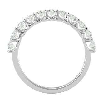 Moissanite Engagement Ring; 3/4 Carat Moissanite Wedding Band In 14 Karat White Gold