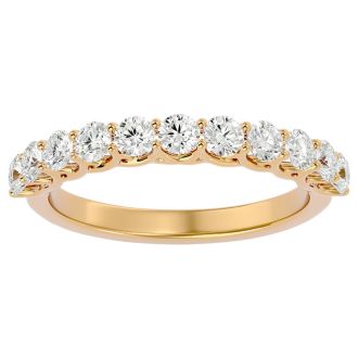 Moissanite Engagement Ring; 3/4 Carat Moissanite Wedding Band In 14 Karat Yellow Gold