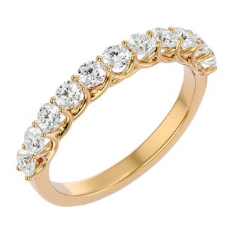 Moissanite Engagement Ring; 3/4 Carat Moissanite Wedding Band In 14 Karat Yellow Gold