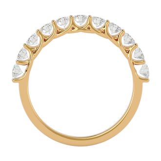 Moissanite Engagement Ring; 3/4 Carat Moissanite Wedding Band In 14 Karat Yellow Gold