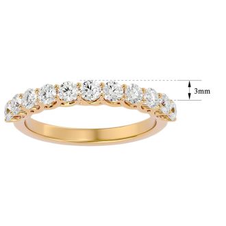 Moissanite Engagement Ring; 3/4 Carat Moissanite Wedding Band In 14 Karat Yellow Gold