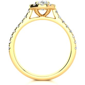 1 Carat Oval Shape Halo Diamond Engagement Ring in 2.4 Karat Yellow Gold™