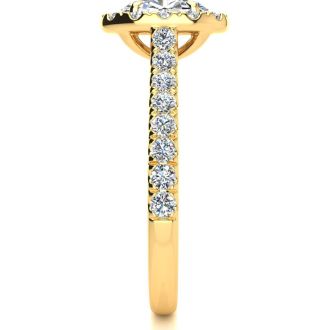 1 Carat Oval Shape Halo Diamond Engagement Ring in 2.4 Karat Yellow Gold™