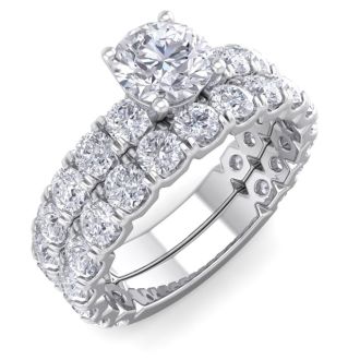 3 1/4 Carat Round Diamond Bridal Set In 2.4 Karat White Gold™.  Comes With Both The Engagement Ring And Wedding Band.  An Amazing Bridal Set!