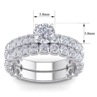 3 1/4 Carat Round Diamond Bridal Set In 2.4 Karat White Gold™.  Comes With Both The Engagement Ring And Wedding Band.  An Amazing Bridal Set!