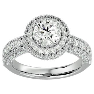 2 1/2 Carat Halo Diamond Engagement Ring In 2.4 Karat White Gold™