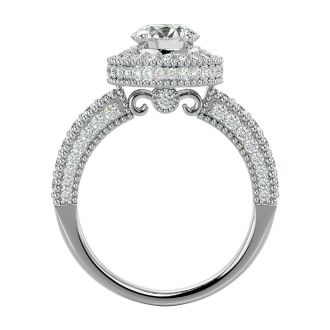 2 1/2 Carat Halo Diamond Engagement Ring In 2.4 Karat White Gold™