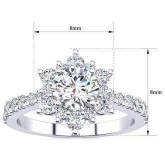 2 Carat Round Shape Halo Diamond Engagement Ring In 2.4K White Gold™