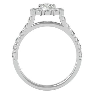 1 1/2 Carat Halo Diamond Engagement Ring In 14 Karat White Gold