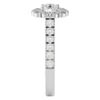1 1/2 Carat Halo Diamond Engagement Ring In 14 Karat White Gold