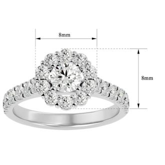 1 1/2 Carat Halo Diamond Engagement Ring In 14 Karat White Gold