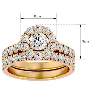 2 Carat Halo Diamond Bridal Set In 14 Karat Yellow Gold
