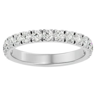 Moissanite Engagement Ring; 1 Carat Moissanite Wedding Band In 14 Karat White Gold