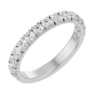 Moissanite Engagement Ring; 1 Carat Moissanite Wedding Band In 14 Karat White Gold