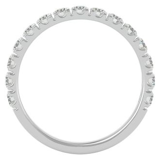 Moissanite Engagement Ring; 1 Carat Moissanite Wedding Band In 14 Karat White Gold