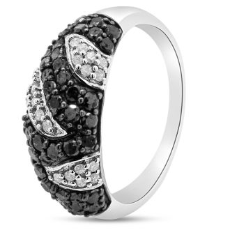 1 Carat Black and White Diamond Intricate Ring In Sterling Silver. Really Amazing Ring At An Incredibly Price!