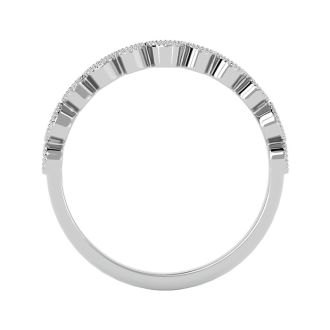 Moissanite Engagement Ring; 1/10 Carat Moissanite Wedding Band In 14 Karat White Gold