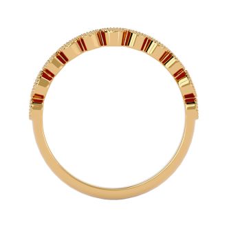 Moissanite Engagement Ring; 1/10 Carat Moissanite Wedding Band In 14 Karat Yellow Gold