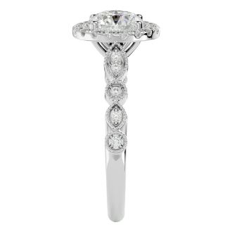 1 1/3 Carat Halo Diamond Engagement Ring In 14 Karat White Gold