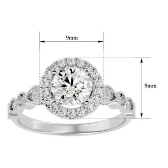 1 1/3 Carat Halo Diamond Engagement Ring In 14 Karat White Gold