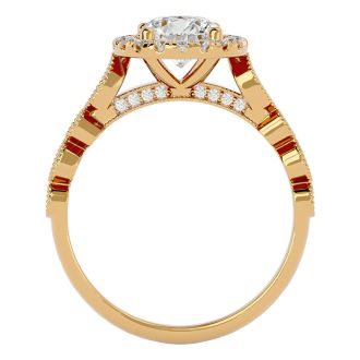 1 1/3 Carat Halo Diamond Engagement Ring In 14 Karat Yellow Gold