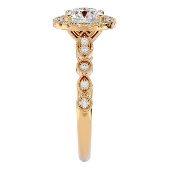 1 1/3 Carat Halo Diamond Engagement Ring In 14 Karat Yellow Gold