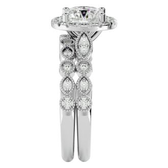 2 Carat Halo Diamond Bridal Set In 14 Karat White Gold