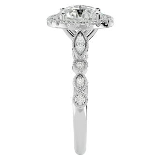 2 1/2 Carat Halo Diamond Engagement Ring In 14 Karat White Gold
