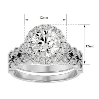 2 1/2 Carat Halo Diamond Bridal Set In 14 Karat White Gold