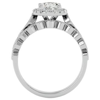 1 1/2 Carat Oval Shape Diamond Bridal Set In 14 Karat White Gold