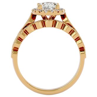 1 1/2 Carat Oval Shape Diamond Bridal Set In 14 Karat Yellow Gold