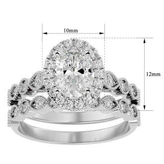2 Carat Oval Shape Diamond Bridal Set In 14 Karat White Gold