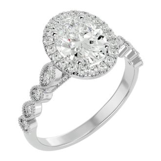 2 1/2 Carat Oval Shape Diamond Engagement Ring In 14 Karat White Gold