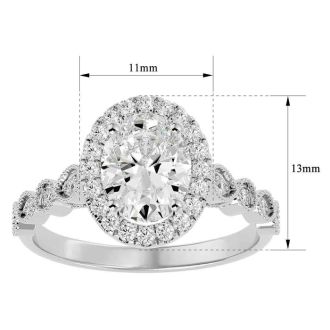 2 1/2 Carat Oval Shape Diamond Engagement Ring In 14 Karat White Gold