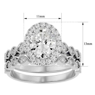 2 1/2 Carat Oval Shape Diamond Bridal Set In 14 Karat White Gold