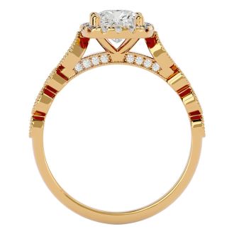 1 1/3 Carat Cushion Cut Diamond Engagement Ring In 14 Karat Yellow Gold