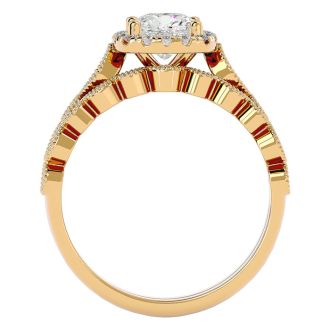 1 1/2 Carat Cushion Cut Diamond Bridal Set In 14 Karat Yellow Gold