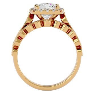 2 Carat Cushion Cut Diamond Bridal Set In 14 Karat Yellow Gold