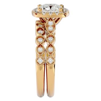 2 Carat Cushion Cut Diamond Bridal Set In 14 Karat Yellow Gold