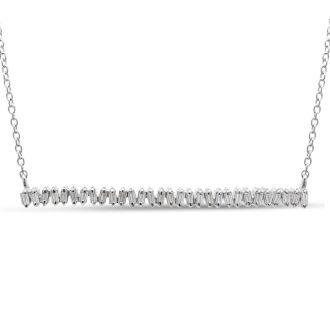 1/3 Carat Baguette Diamond Bar Necklace In Sterling Silver, 16 Inches. Brand New Amazing Baguette Diamond Necklace!