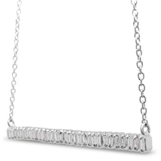 1/3 Carat Baguette Diamond Bar Necklace In Sterling Silver, 16 Inches. Brand New Amazing Baguette Diamond Necklace!