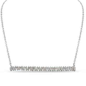 1/3 Carat Baguette Diamond Bar Necklace In Sterling Silver, 16 Inches. Brand New Amazing Baguette Diamond Necklace!