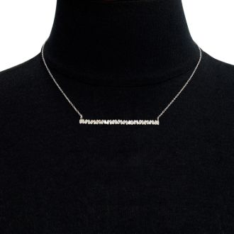 1/3 Carat Baguette Diamond Bar Necklace In Sterling Silver, 16 Inches. Brand New Amazing Baguette Diamond Necklace!